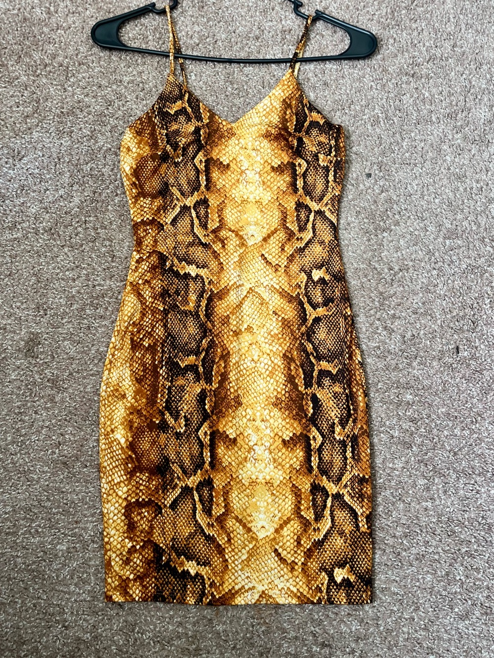Snake-Print Spaghetti Strap Dress
